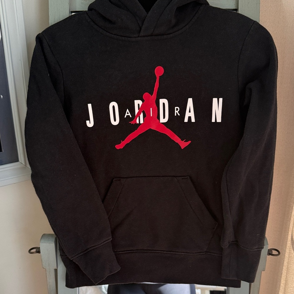 Jordan Black Hoodie with Red and White Accents